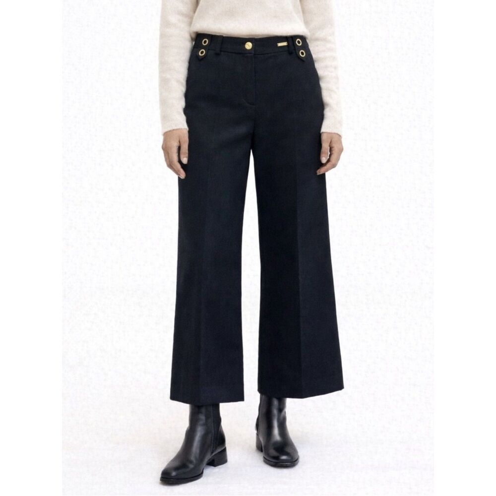 Vintage St. John Pants Black Wide Leg Cropped Stretch Trousers Women’s Size 2